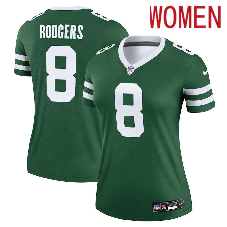 Women New York Jets #8 Aaron Rodgers Nike Legacy Green Legend NFL Jersey->->Women Jersey